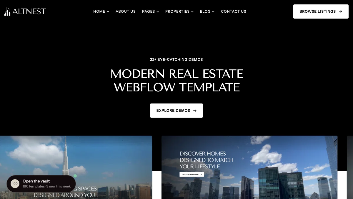 Screenshot of the Altnest theme homepage