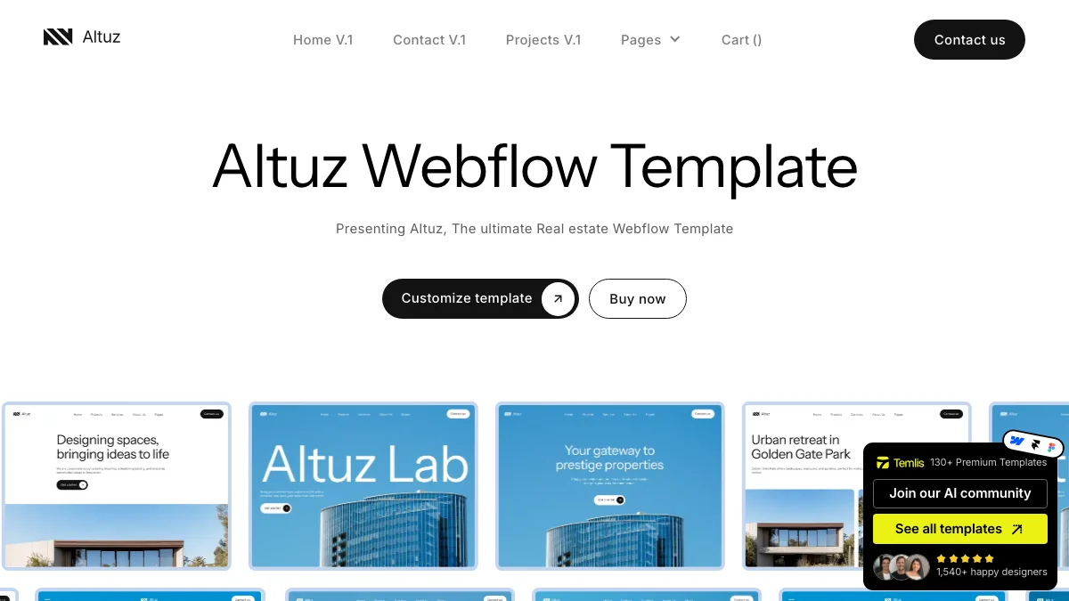 Screenshot of the Altuz theme homepage