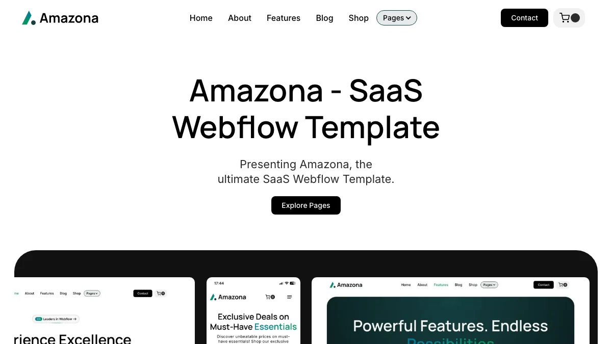 Screenshot of the Amazona theme homepage