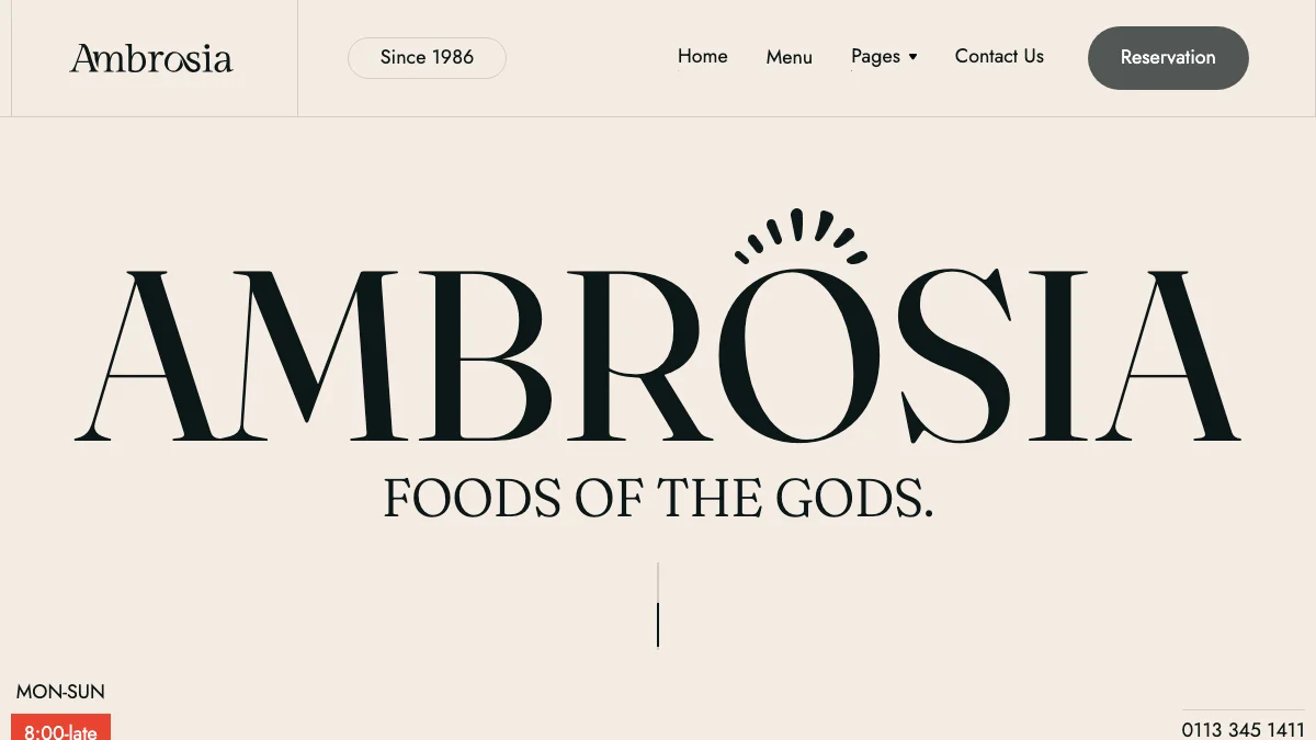 Screenshot of the Ambrosia theme homepage