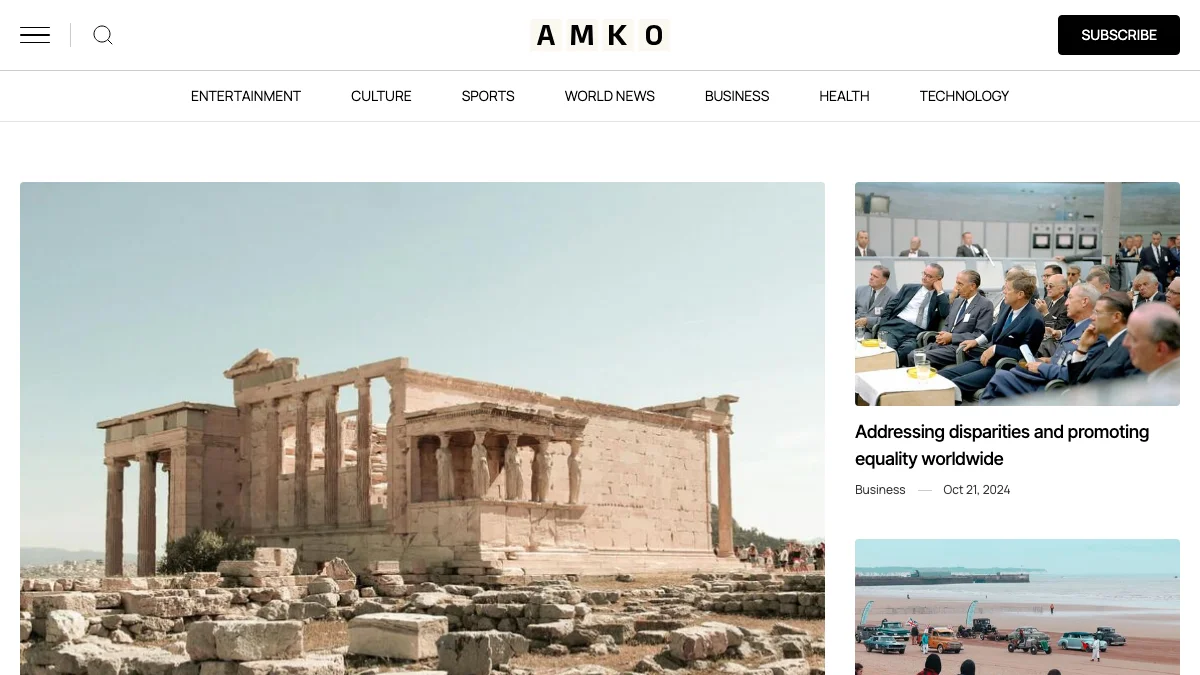 Screenshot of the Amko theme homepage