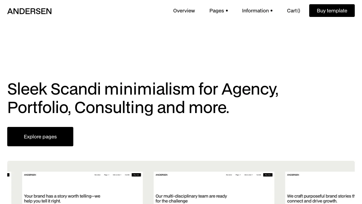 Screenshot of the Andersen theme homepage