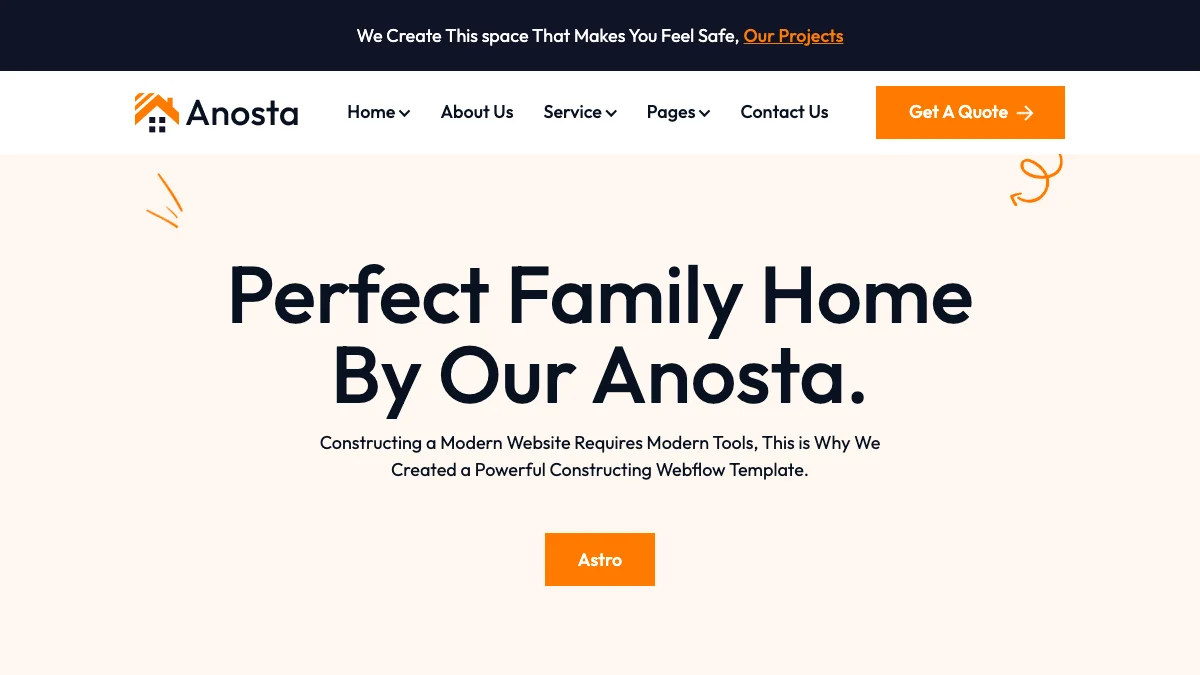 Screenshot of the Anosta theme homepage