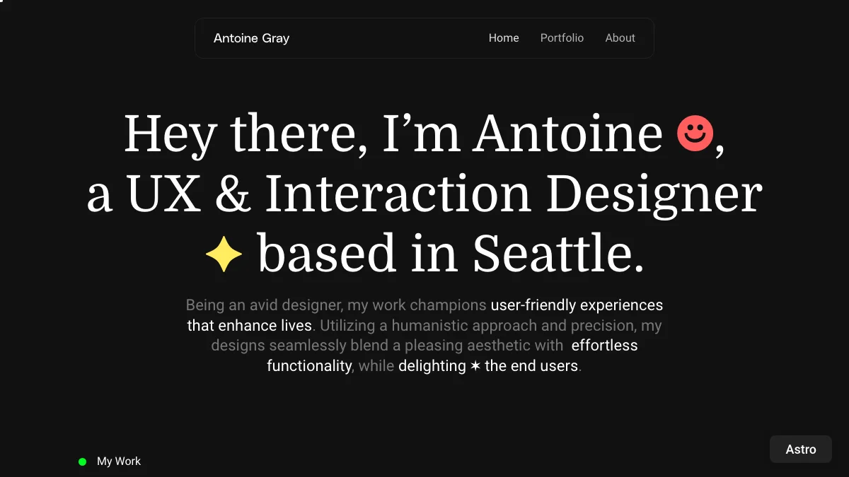 Screenshot of the Antoine theme homepage