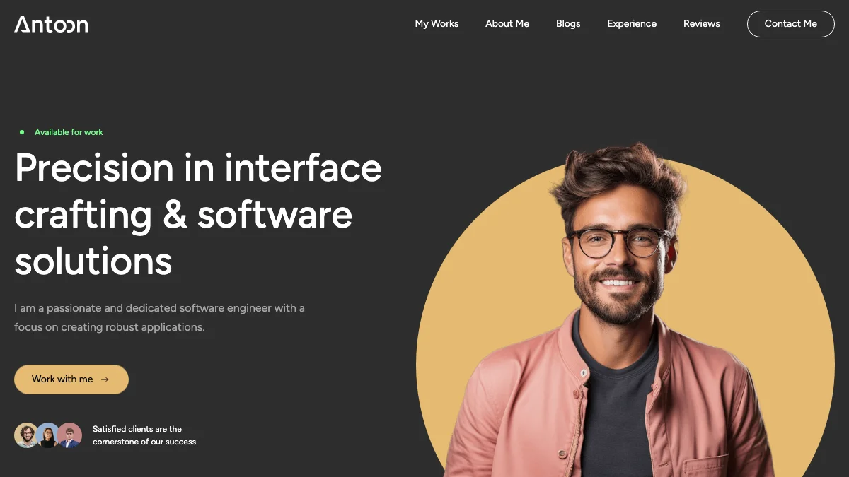Screenshot of the Antoon theme homepage