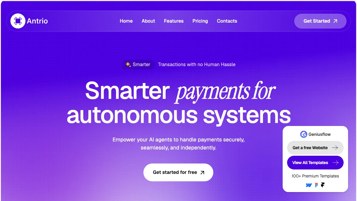 Screenshot of the Antrio theme homepage
