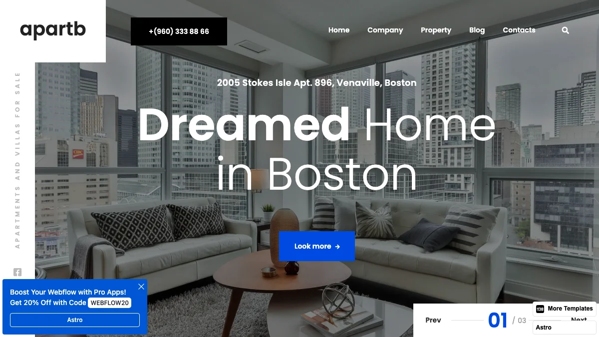 Screenshot of the Apartb 128 theme homepage
