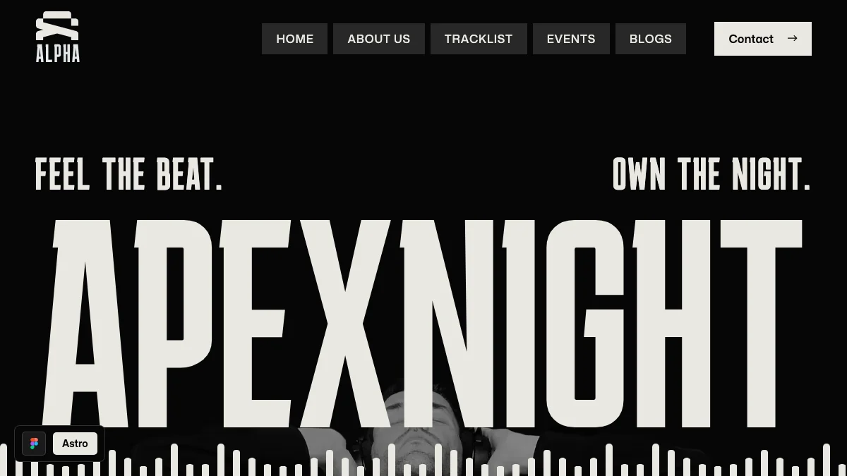 Screenshot of the Alpha X theme homepage