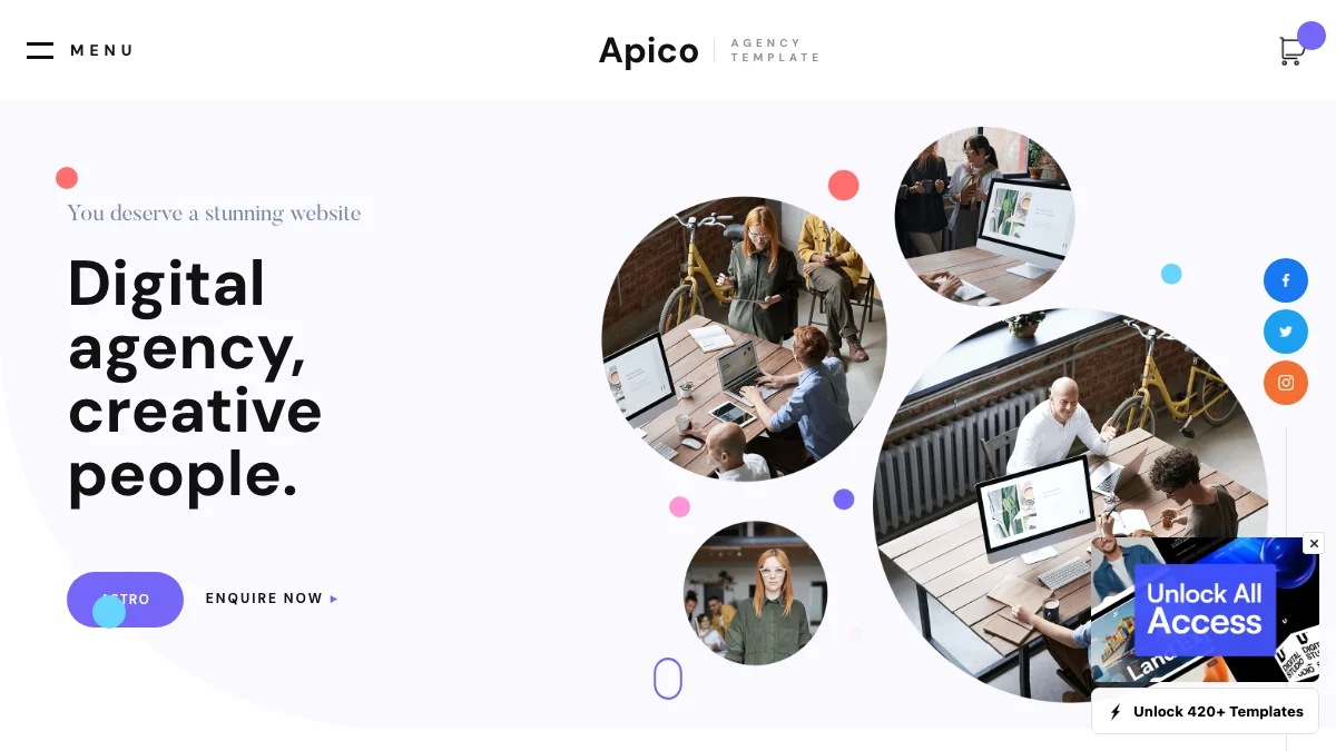 Screenshot of the Apico theme homepage