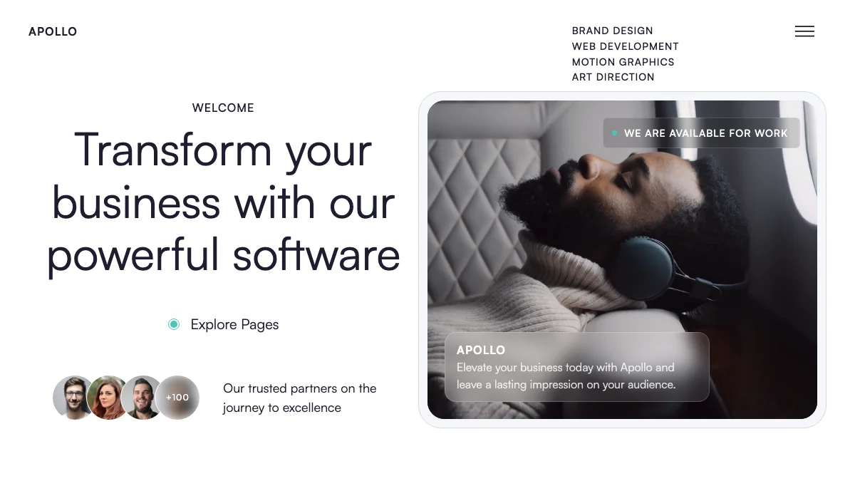 Screenshot of the Apollo theme homepage