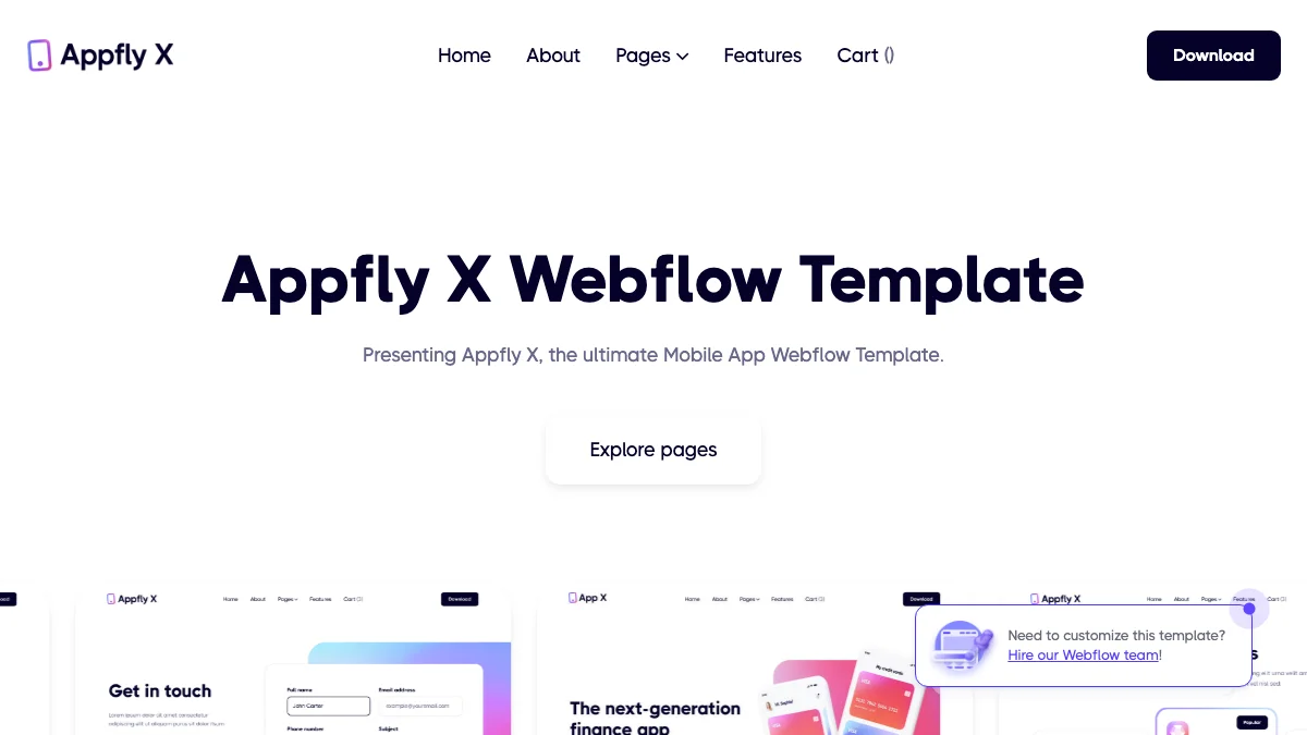 Screenshot of the App X theme homepage