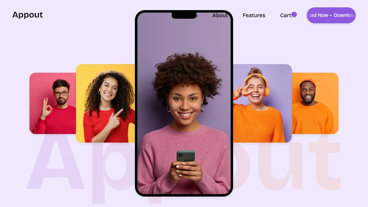 Screenshot of the Appout theme homepage