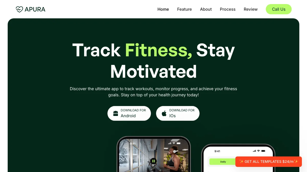 Screenshot of the Apura theme homepage