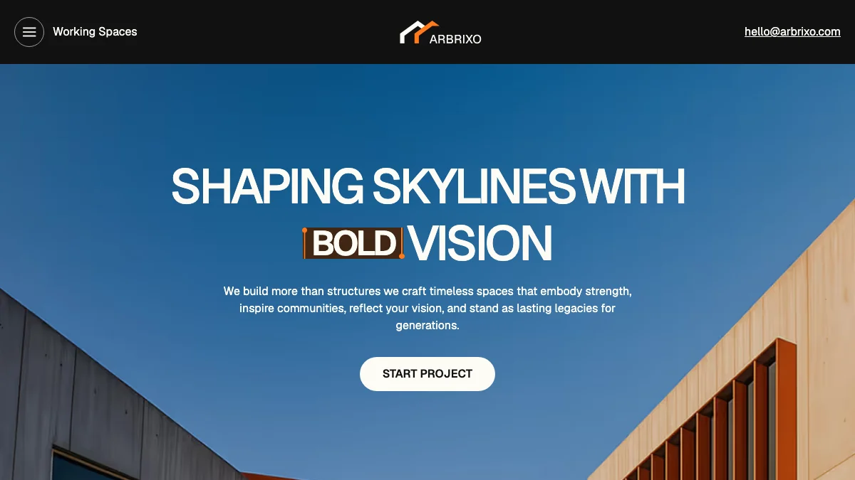 Screenshot of the Arbrixo theme homepage