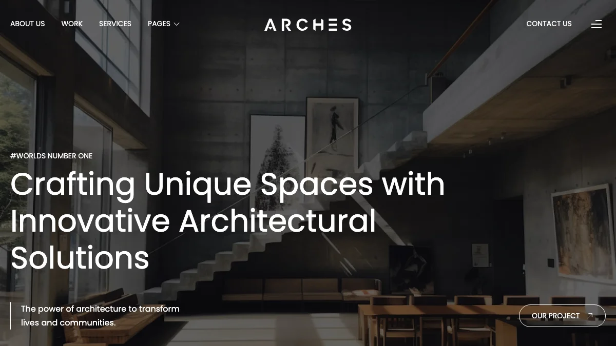 Screenshot of the Arches theme homepage