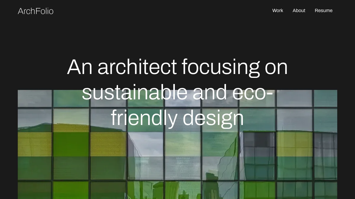 Screenshot of the ArchFolio theme homepage