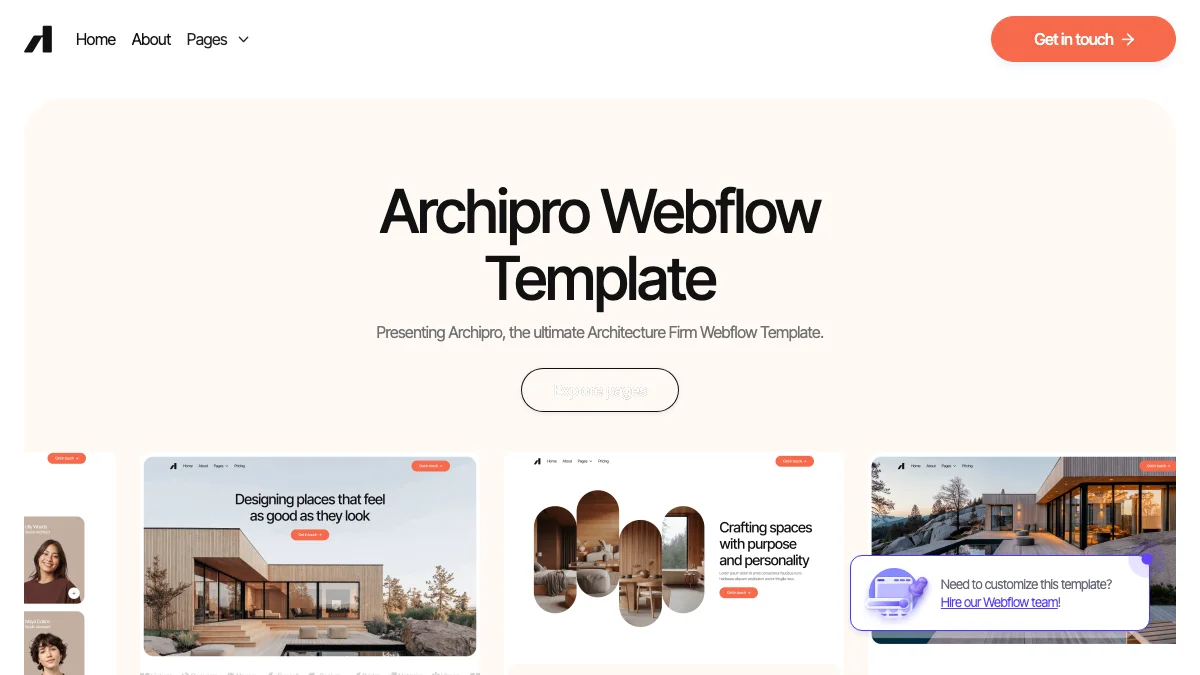 Screenshot of the Archipro theme homepage
