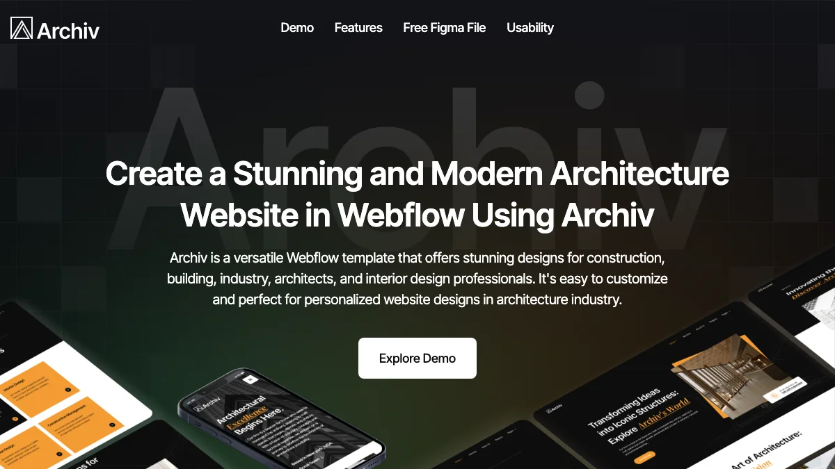 Screenshot of the archiv theme homepage