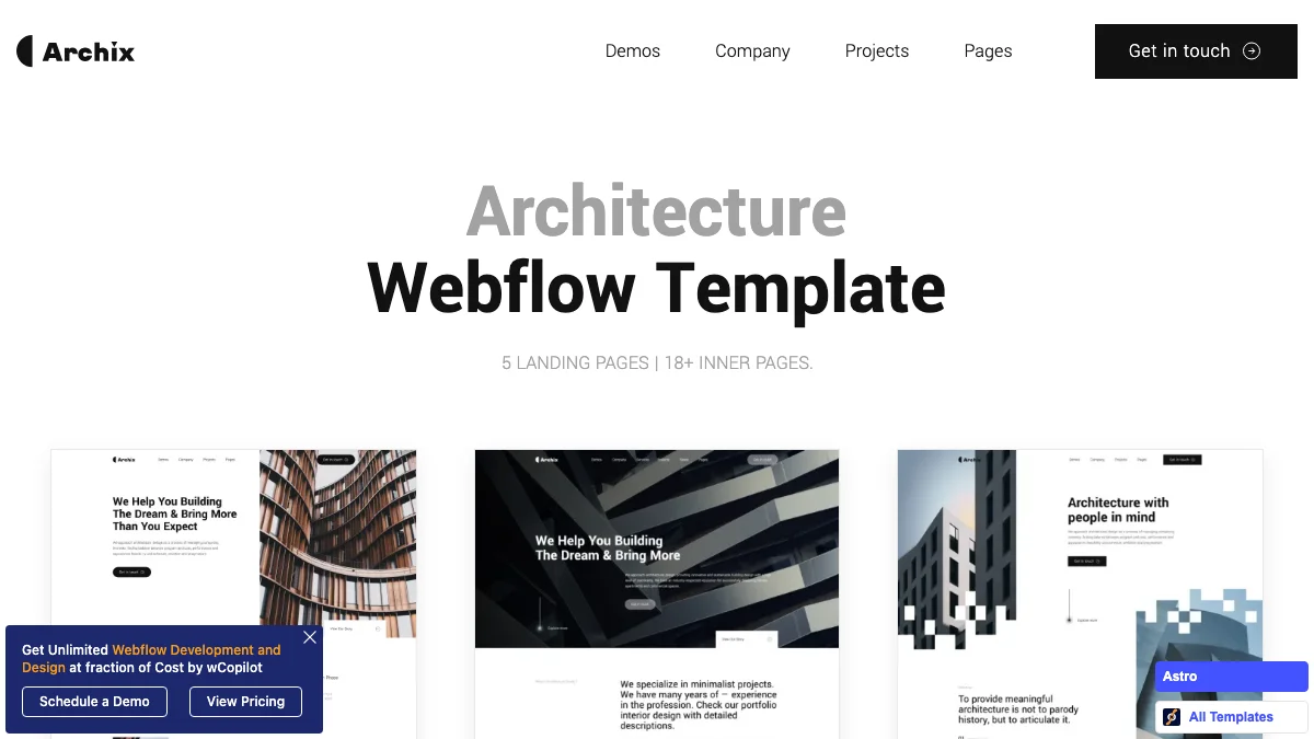 Screenshot of the Archix theme homepage