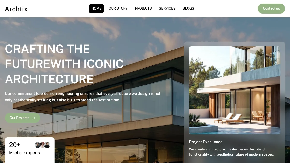Screenshot of the Archtix theme homepage