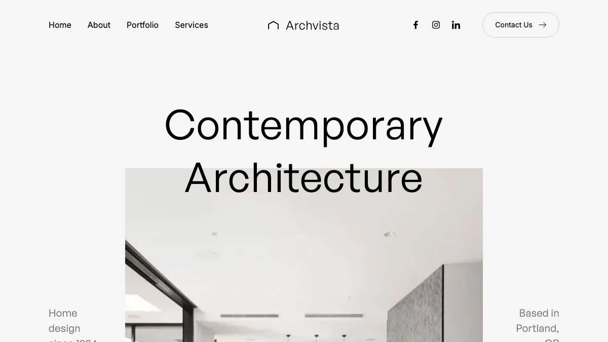 Screenshot of the Archvista theme homepage