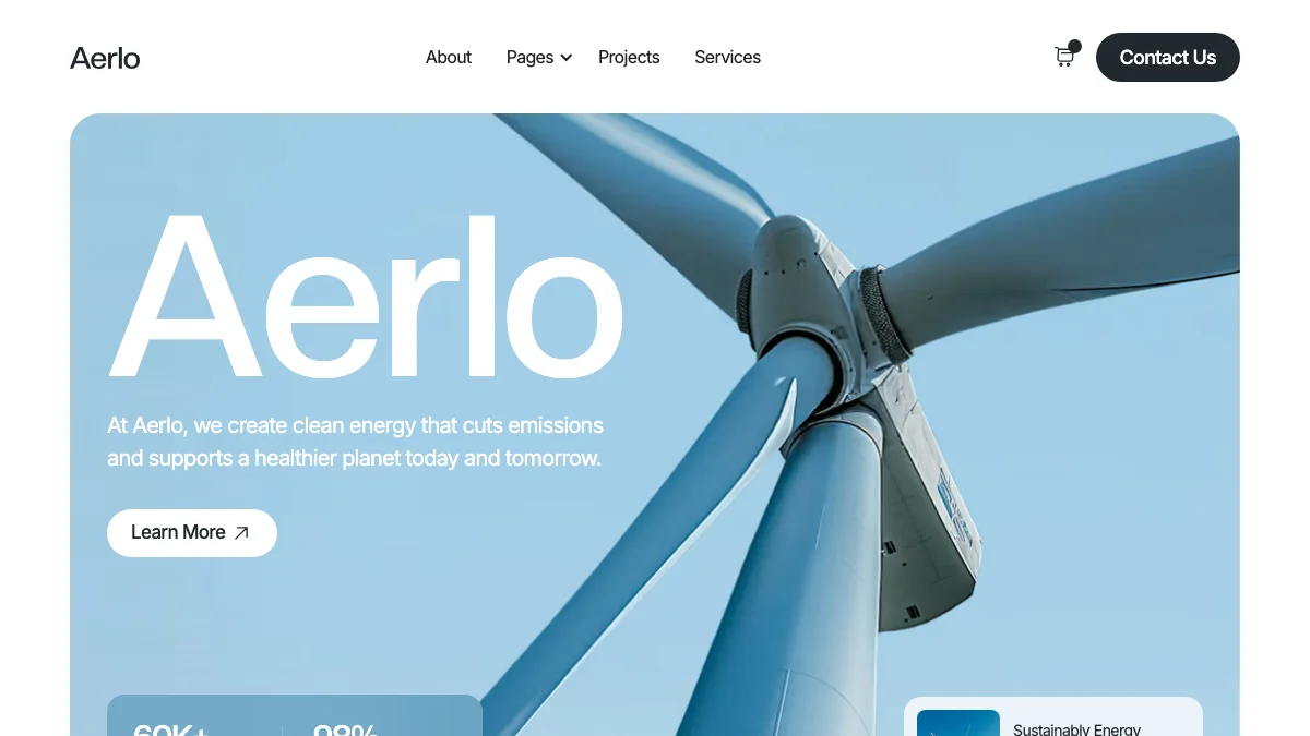 Screenshot of the Arelo theme homepage