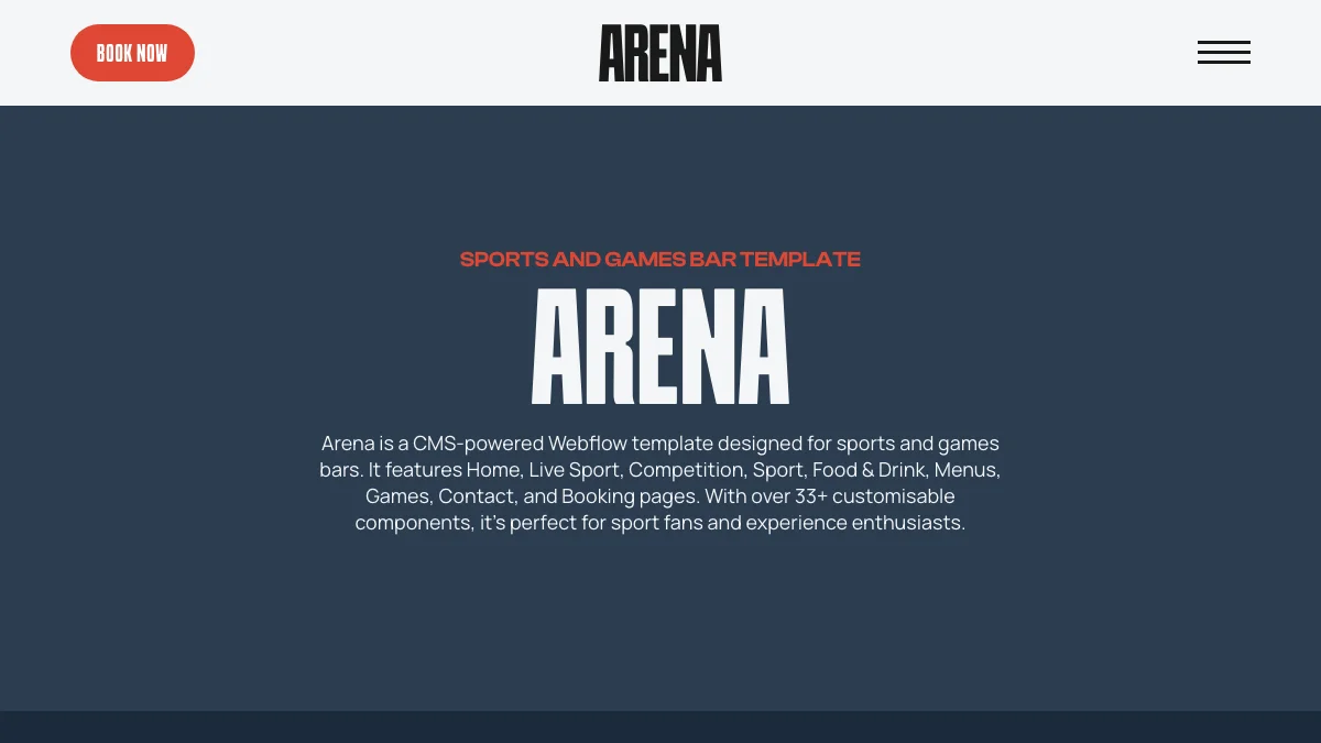 Screenshot of the Arena theme homepage