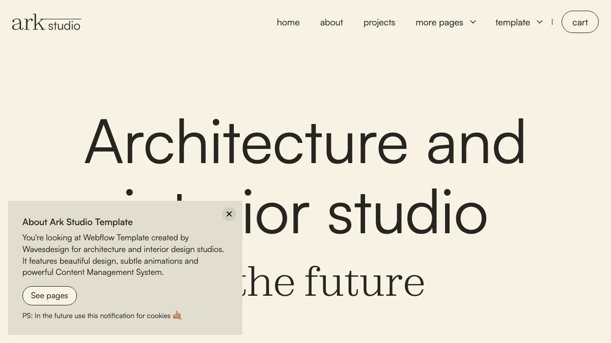 Screenshot of the Ark Studio theme homepage