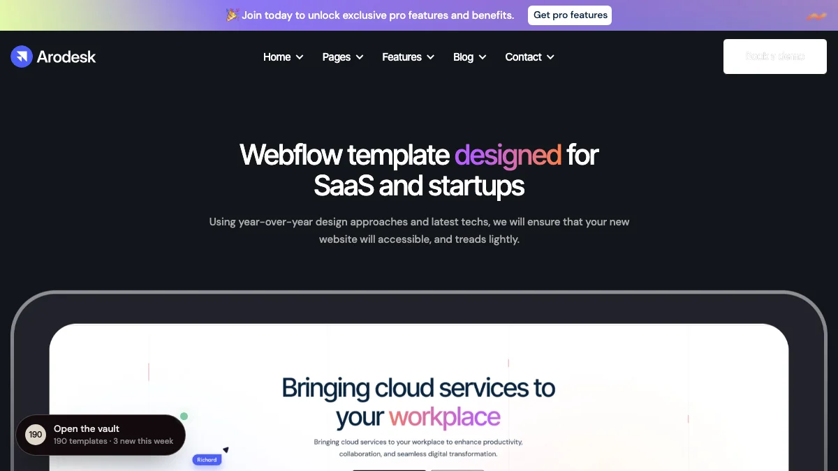 Screenshot of the Arodesk theme homepage