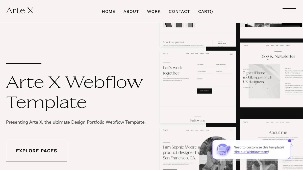 Screenshot of the Arte X theme homepage