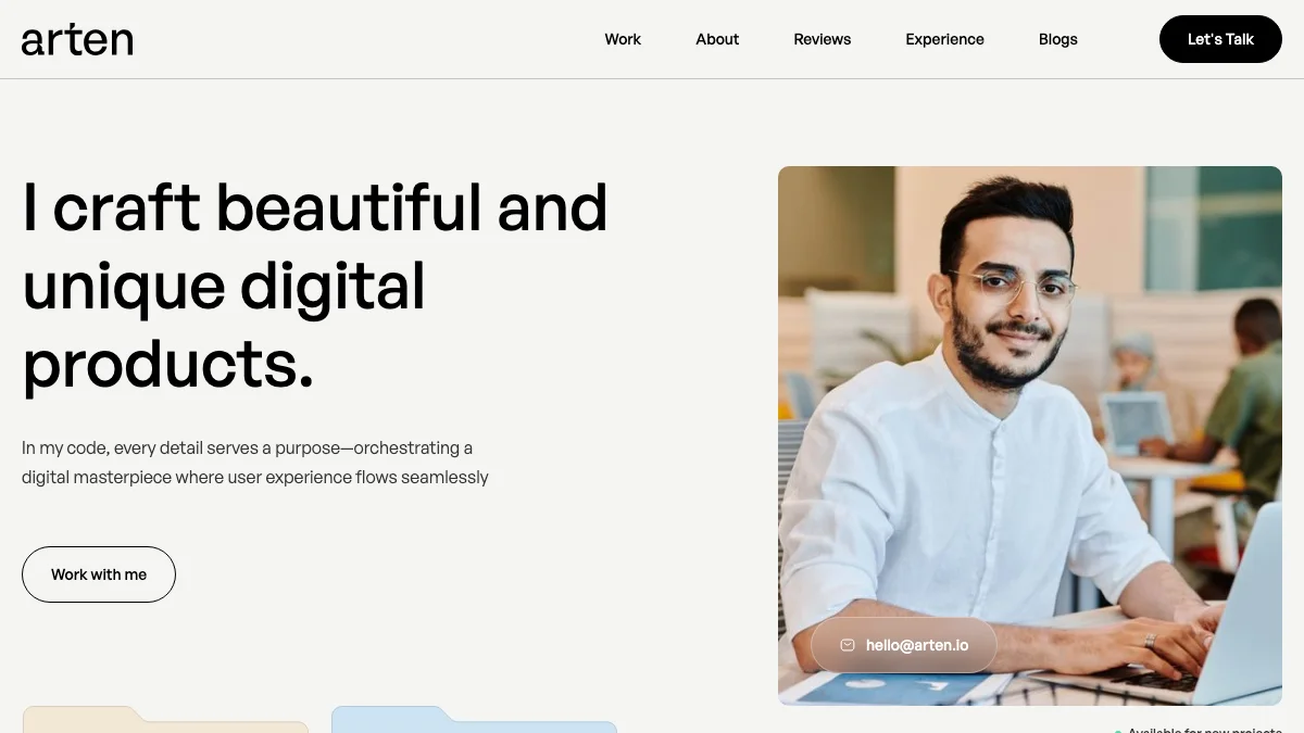Screenshot of the Arten theme homepage