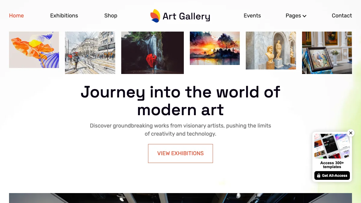 Screenshot of the ArtGallery theme homepage
