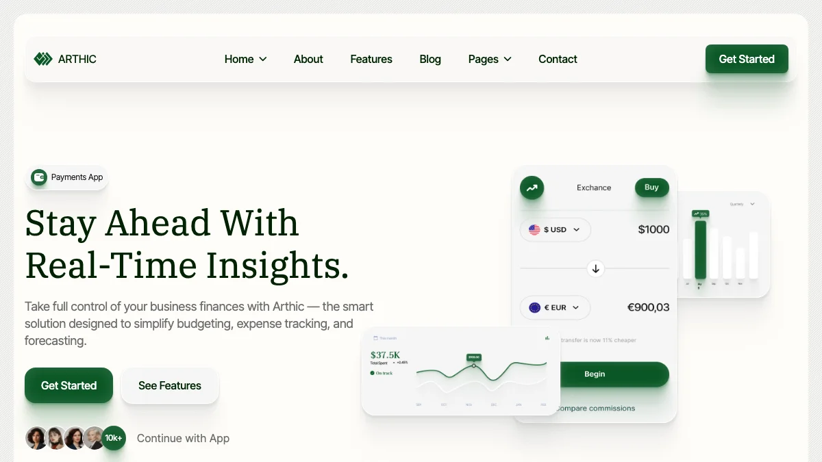 Screenshot of the Arthic theme homepage