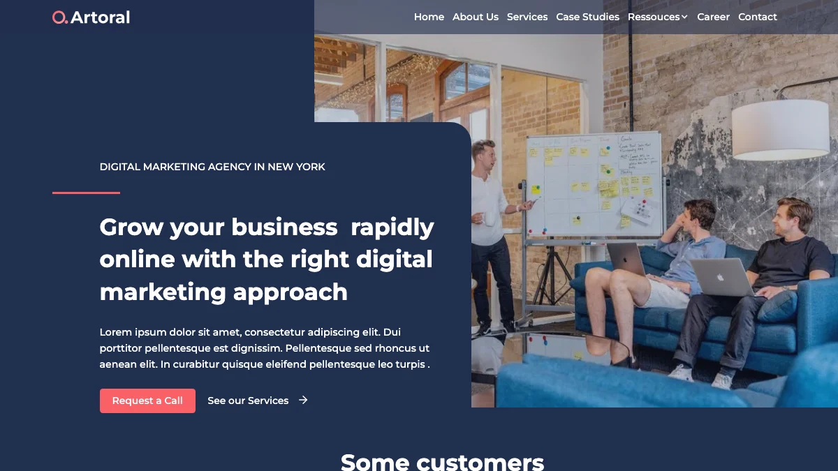 Screenshot of the Artoral theme homepage