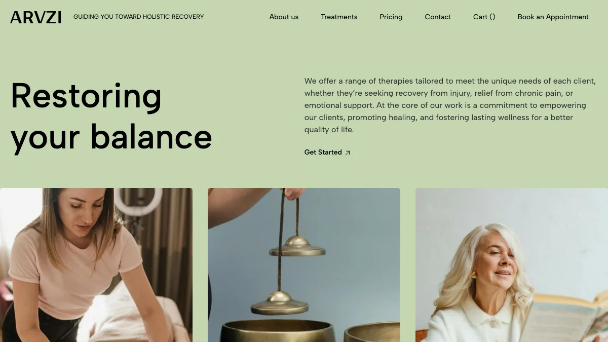 Screenshot of the Arvzi theme homepage