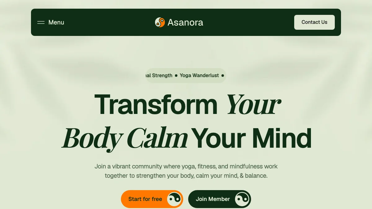 Screenshot of the Asanora theme homepage