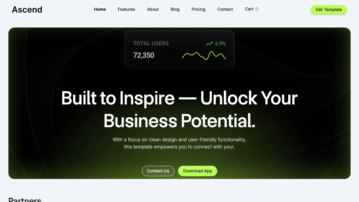 Screenshot of the Ascend theme homepage