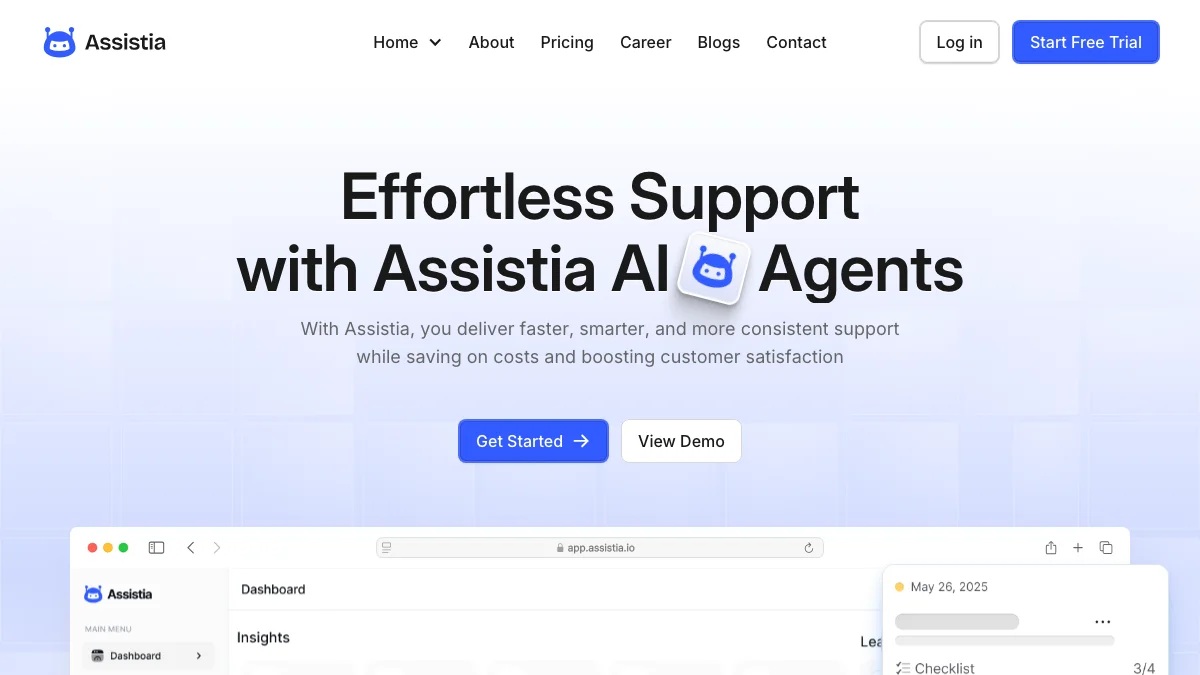 Screenshot of the Assistia theme homepage