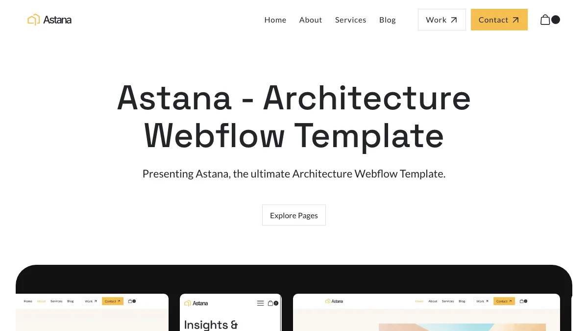 Screenshot of the AstanaArch theme homepage