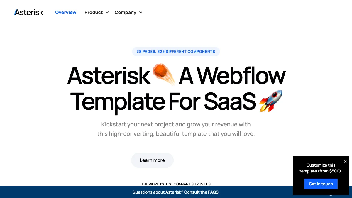 Screenshot of the Asterisk theme homepage