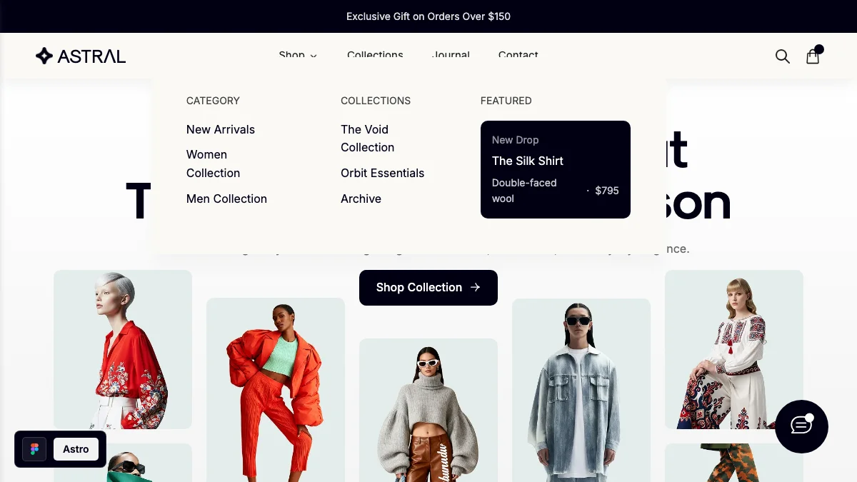 Screenshot of the ASTRΛL theme homepage