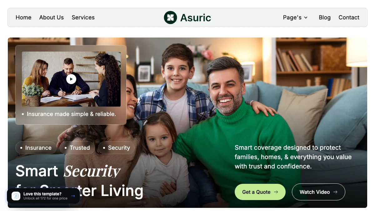 Screenshot of the Asuric theme homepage