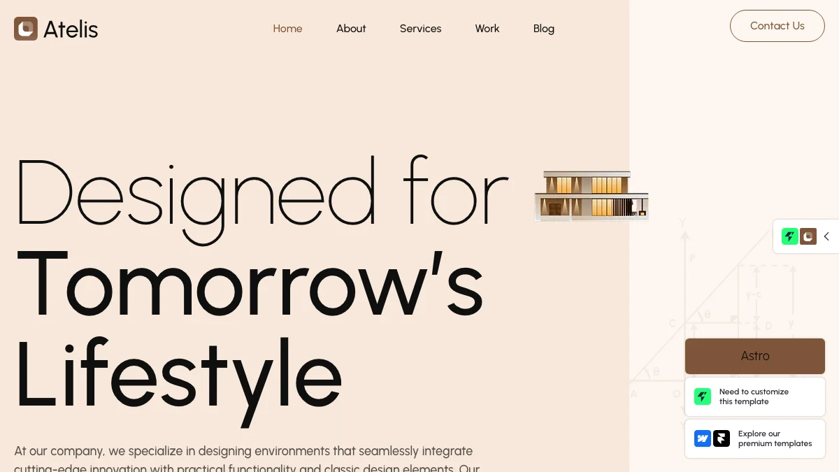 Screenshot of the Atelis theme homepage