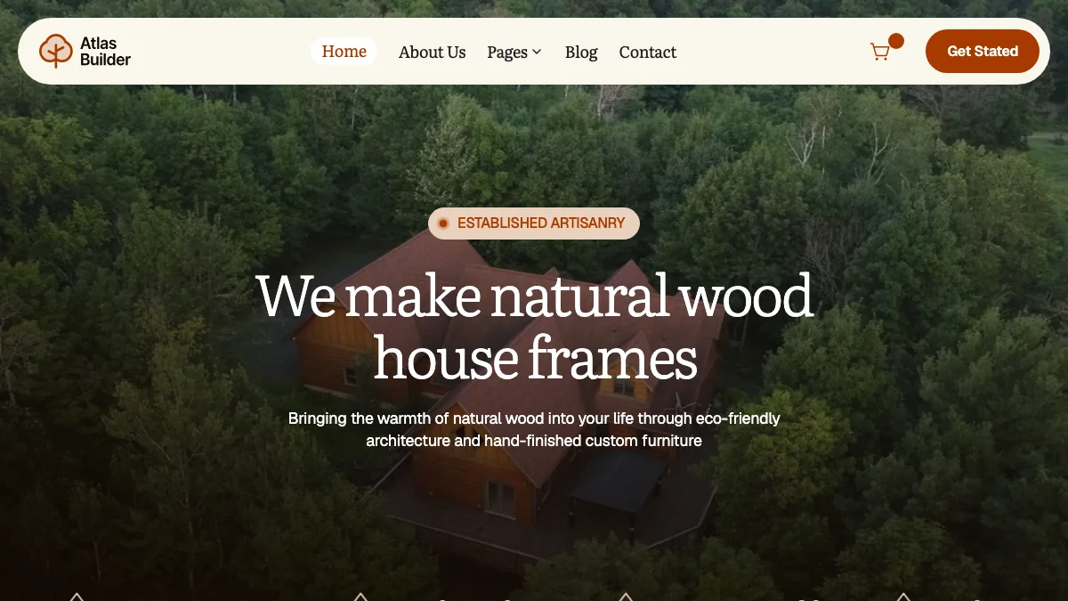 Screenshot of the Atlas Builder theme homepage