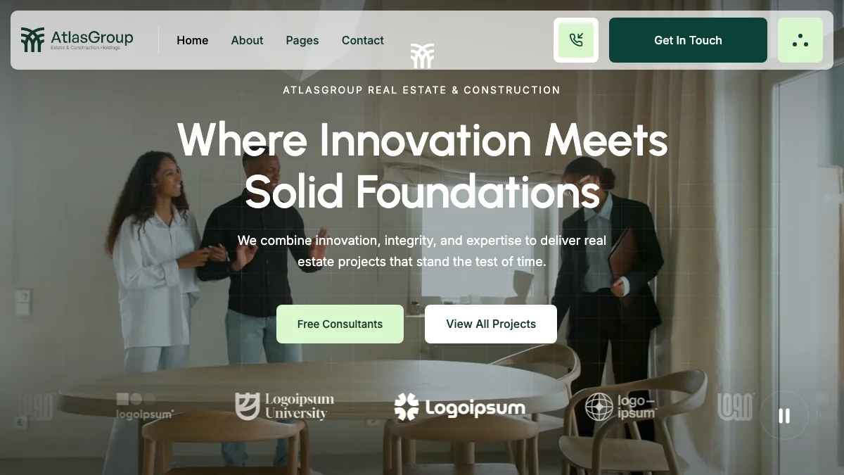 Screenshot of the AtlasGroup theme homepage