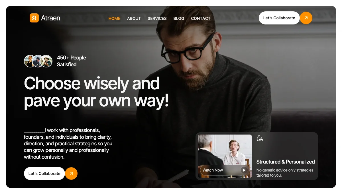 Screenshot of the Atraen theme homepage