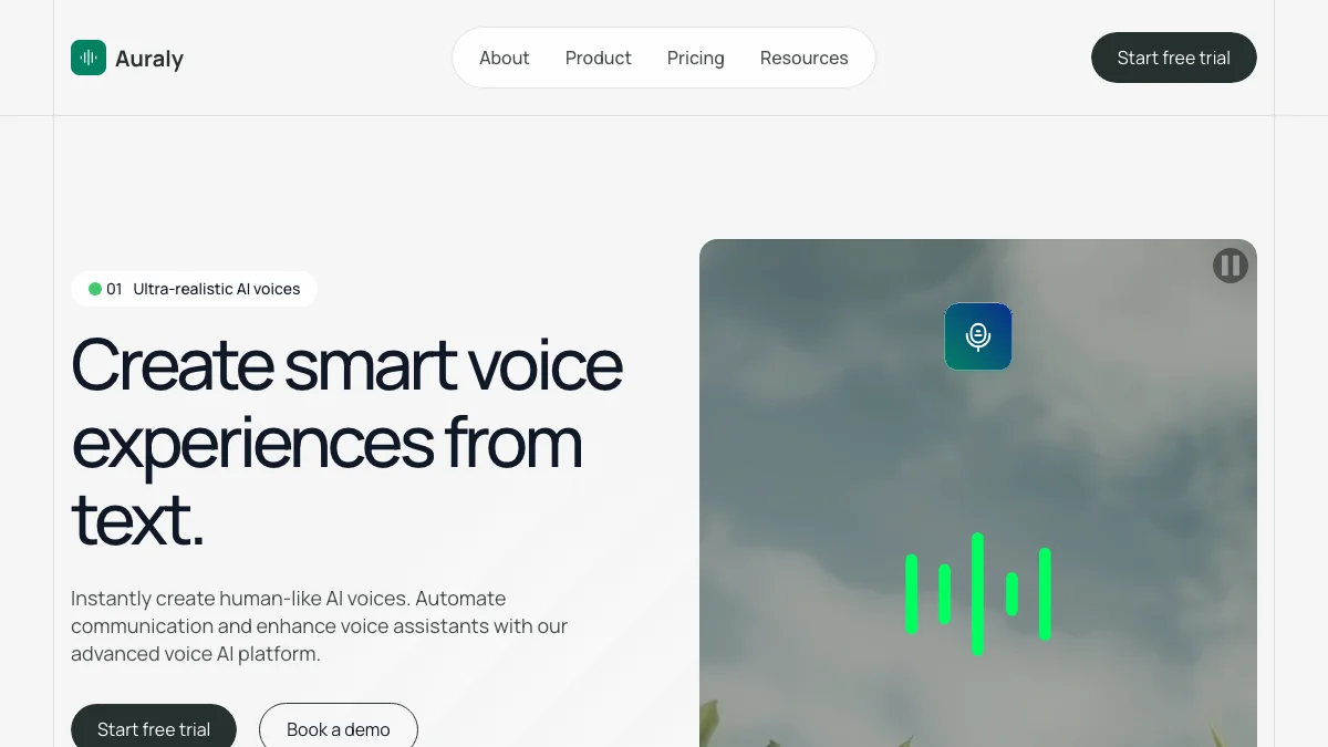 Screenshot of the Auraly theme homepage
