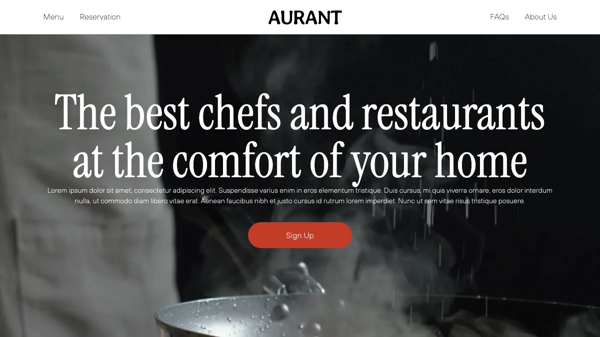 Screenshot of the Aurant theme homepage