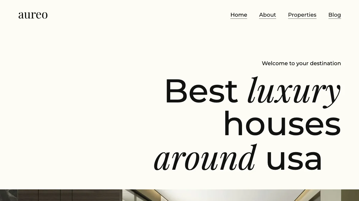 Screenshot of the Aureo theme homepage