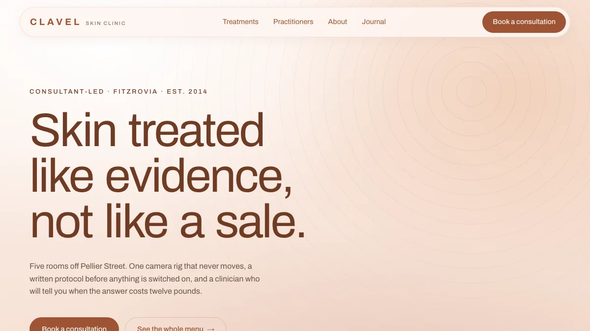 Screenshot of the Auric Clinic Glow theme homepage